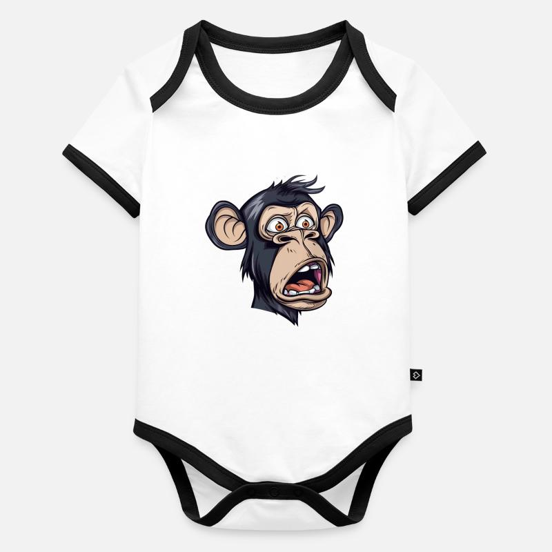 Caricature de singe surpris drôle Body Bébé bio contrasté manches courtes