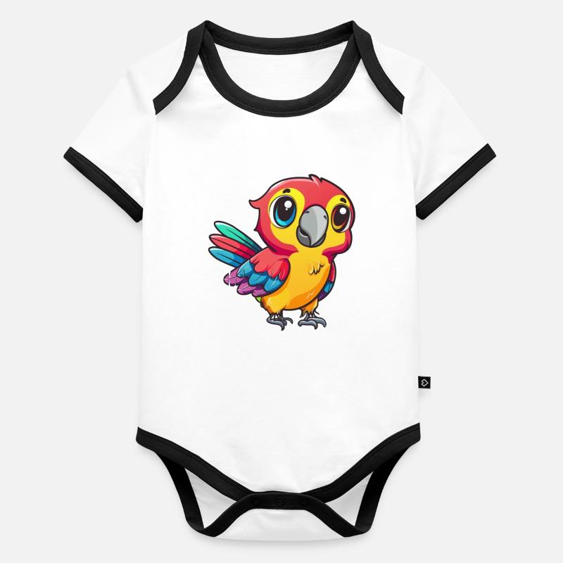 Mignon perroquet coloré ami Body Bébé bio contrasté manches courtes