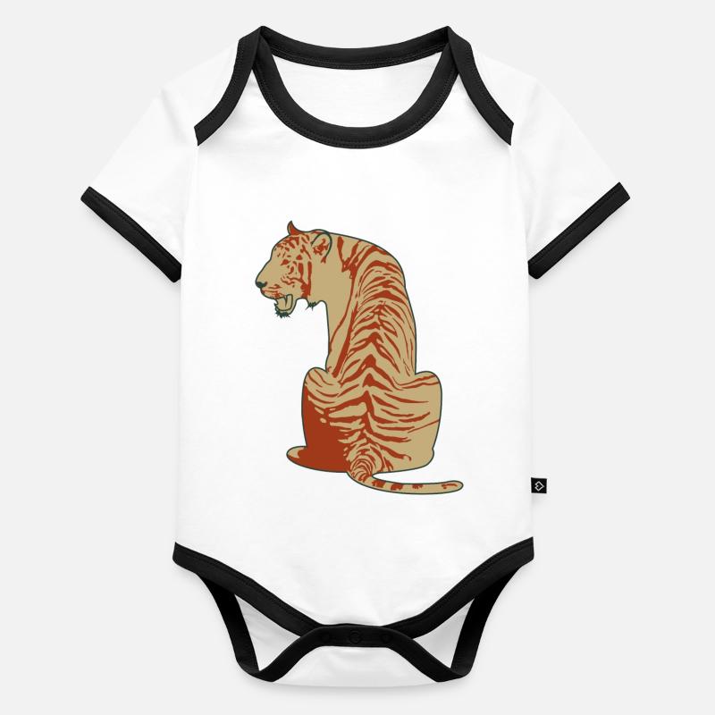 Force de courage de cadeau vintage de tigre Body Bébé bio contrasté manches courtes