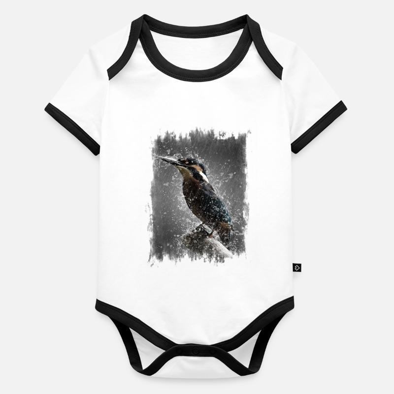 Vogel im Regen Baby Bio-Kurzarm-Kontrastbody