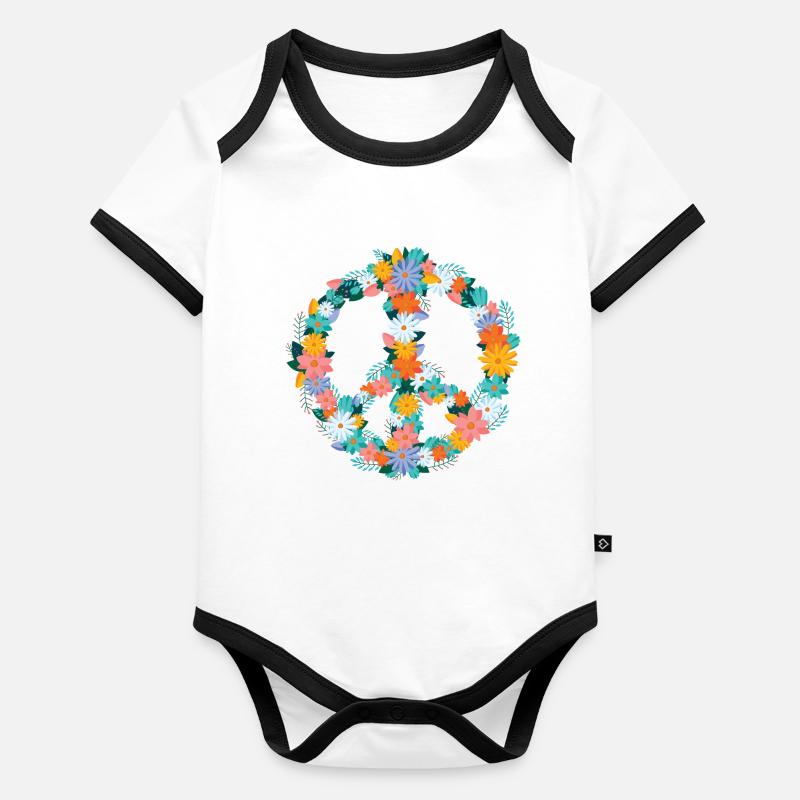 Signes de paix Body Bébé bio contrasté manches courtes