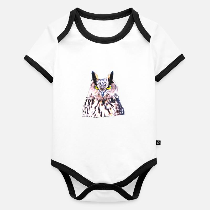 wilder Uhu, Eule, Kauz, Wald, Tier Baby Bio-Kurzarm-Kontrastbody