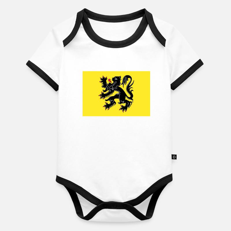 Drapeau flamand Body Bébé bio contrasté manches courtes