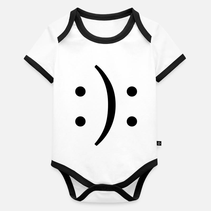 Visage souriant et triste Body Bébé bio contrasté manches courtes