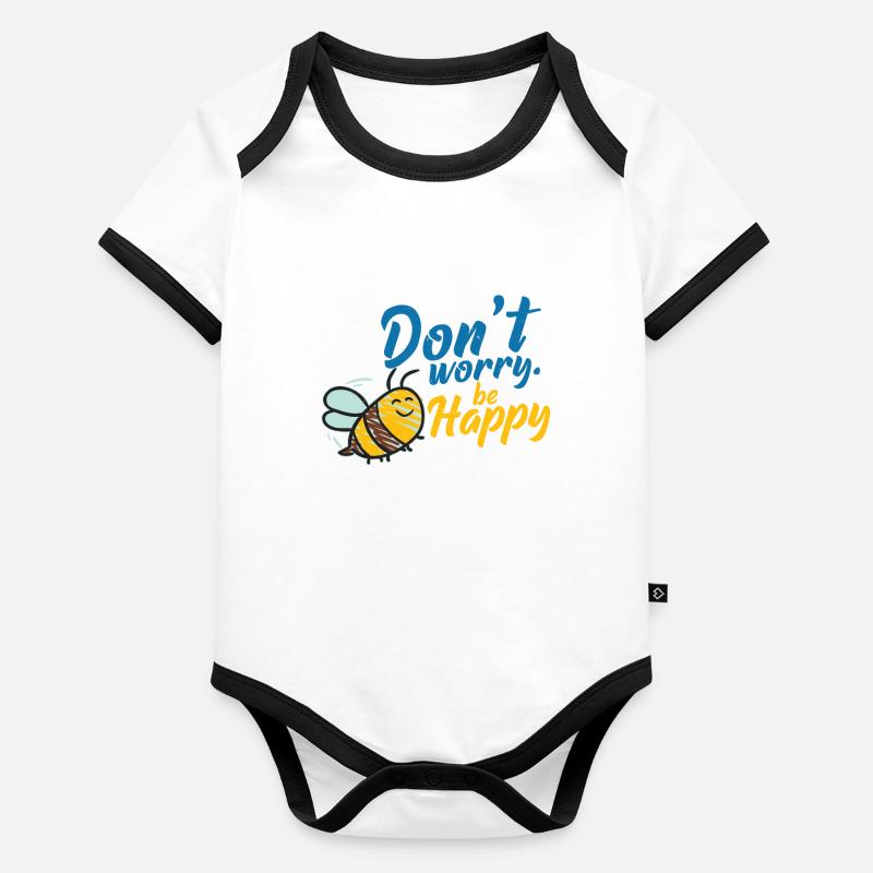 Ne t'en fais pas Be Happy Bee Body Bébé bio contrasté manches courtes