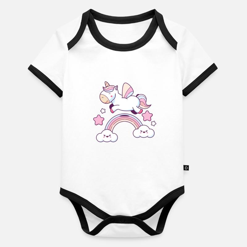 Illustration Celka Licorne v1 Body Bébé bio contrasté manches courtes