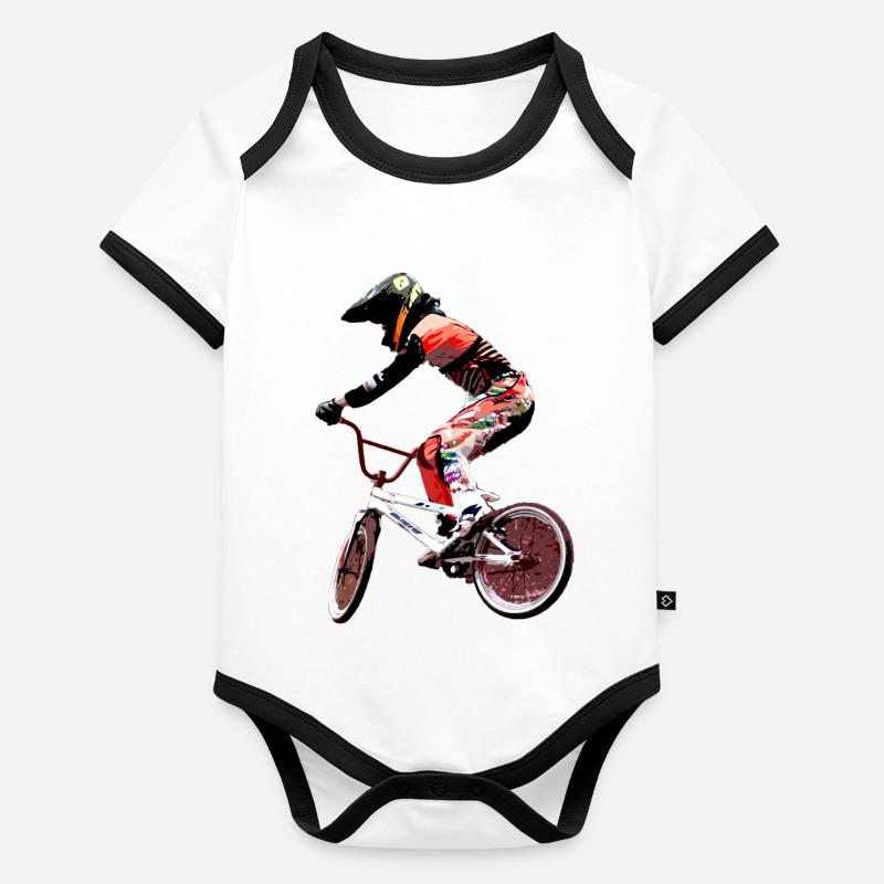 Fahrrad bmx vtt Baby Bio-Kurzarm-Kontrastbody