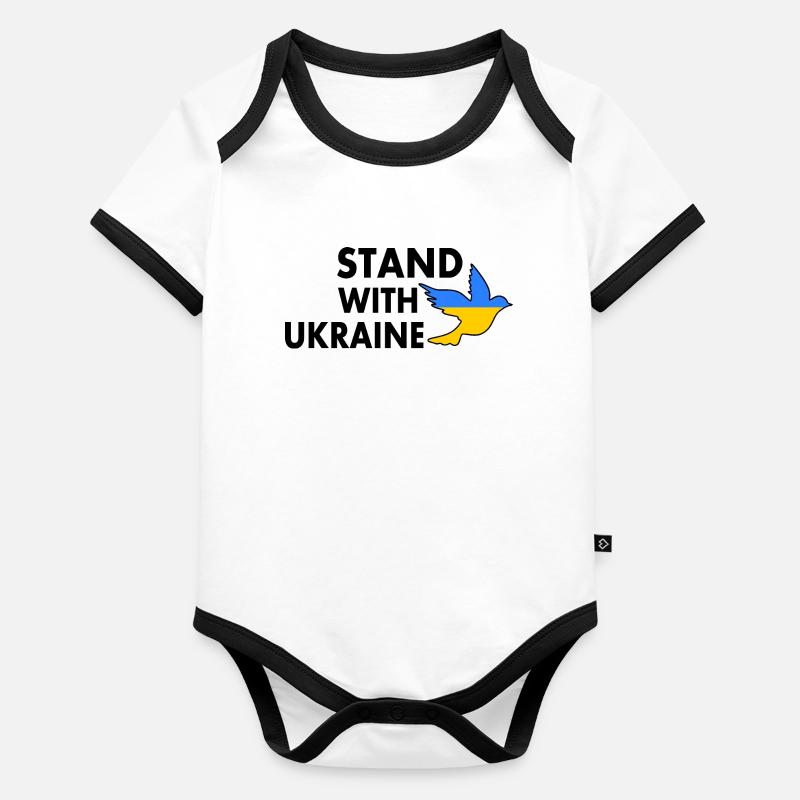 stand with ukraine Body Bébé bio contrasté manches courtes