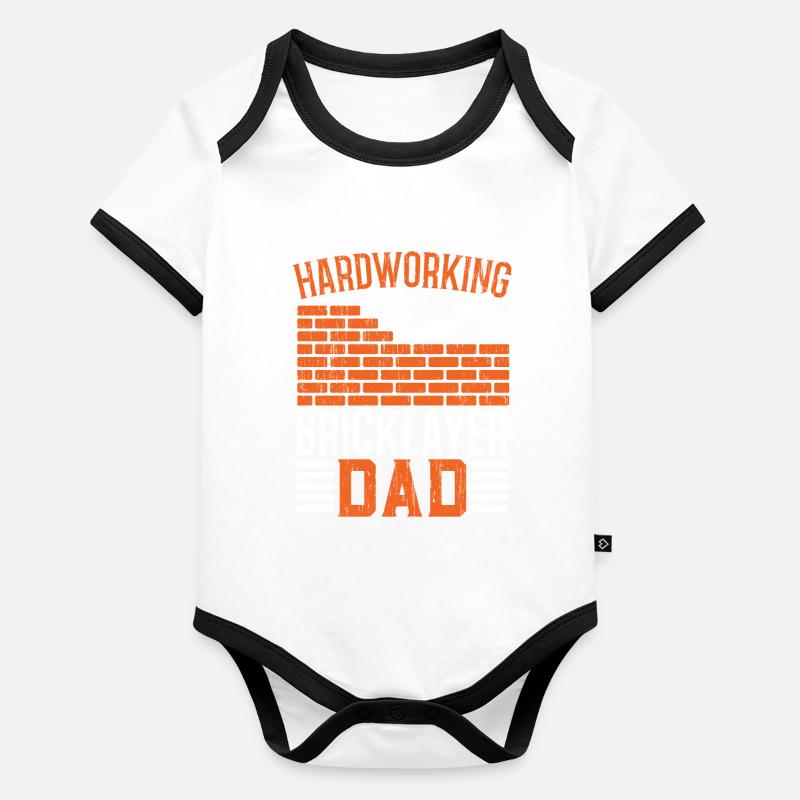 Hardworking Bricklayer Papa Masonwork Father's Day Organic Baby Contrasting Bodysuit