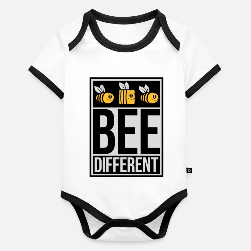 bee different saying quote Organic Baby Contrasting Bodysuit