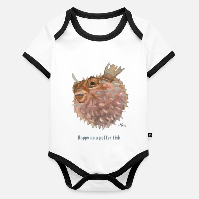 Poisson globe heureux Body Bébé bio contrasté manches courtes