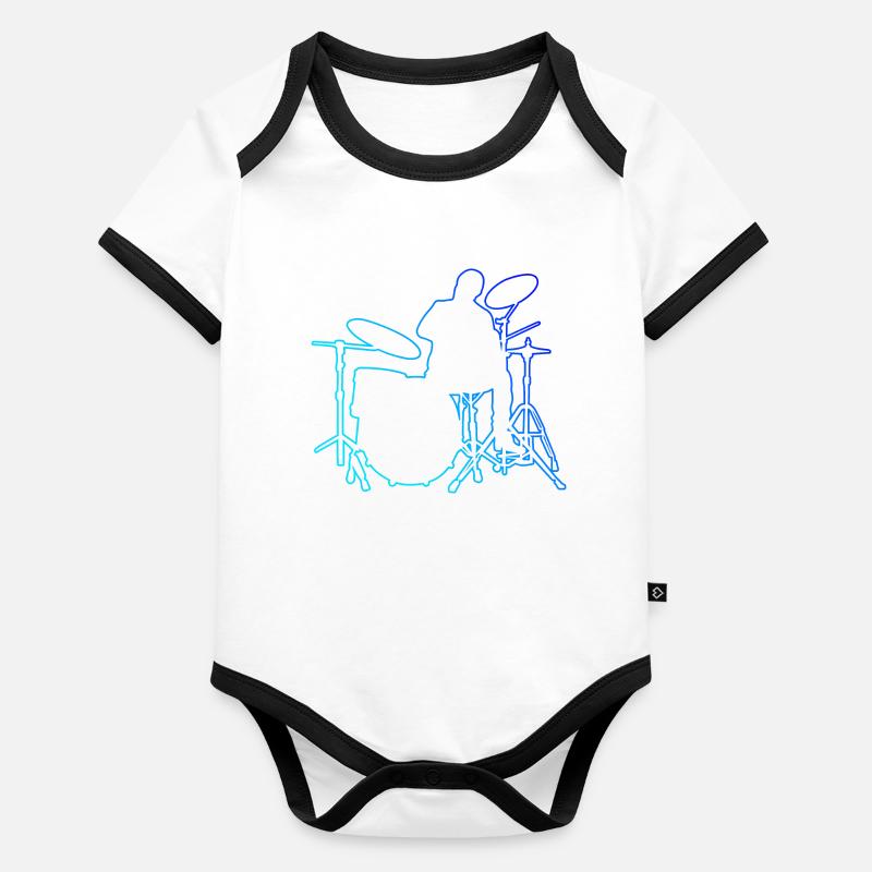 Schlagzeugspielen Drum Kit Schlagzeug Drummer Baby Bio-Kurzarm-Kontrastbody