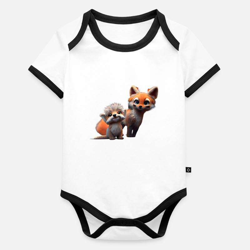Cute fox Organic Baby Contrasting Bodysuit