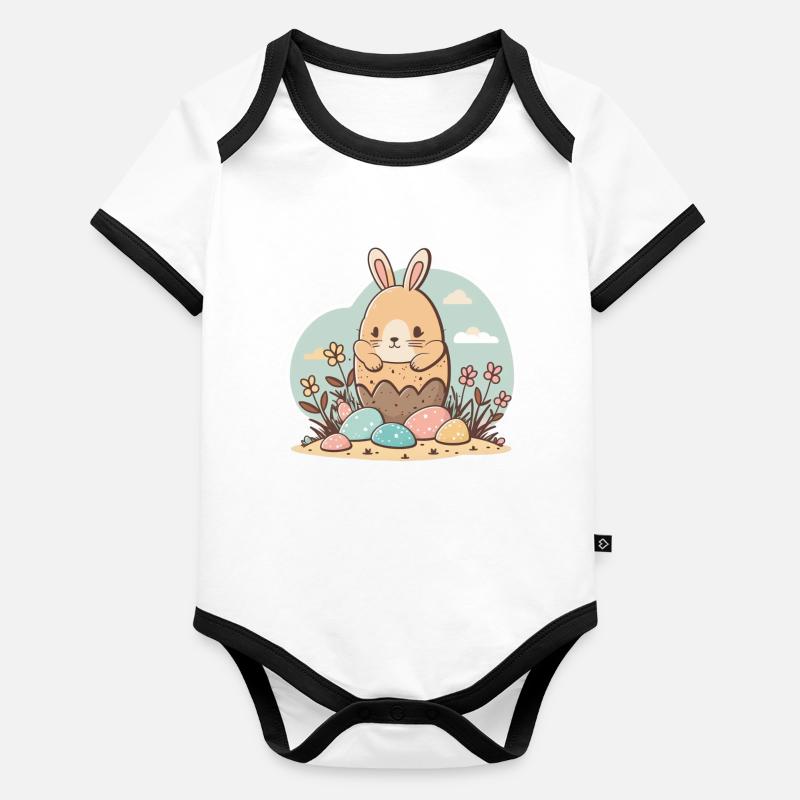 Pâques 4 Body Bébé bio contrasté manches courtes