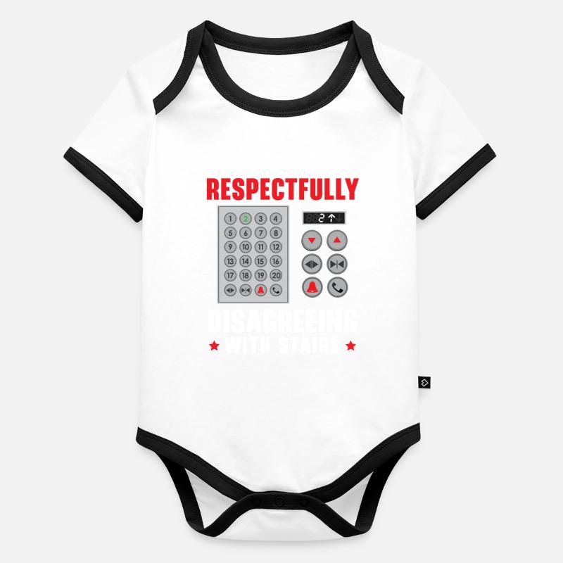 Respectfully Disagreeing With Stairs Elevators Organic Baby Contrasting Bodysuit