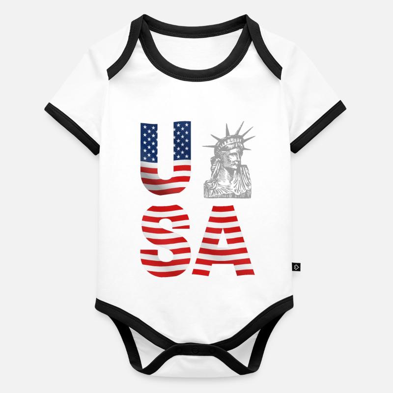 4. Juli, Unabhängigkeitstag, USA, Statue Baby Bio-Kurzarm-Kontrastbody