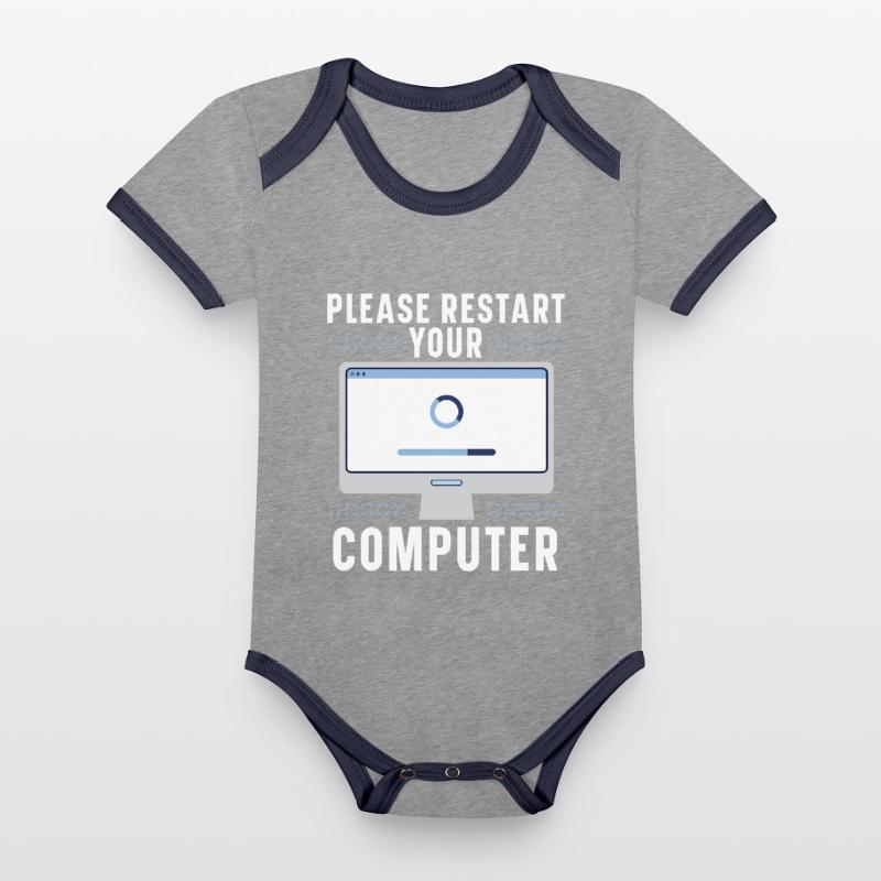Please Restart Your Computer Coding Tech Support Organic Baby Contrasting Bodysuit
