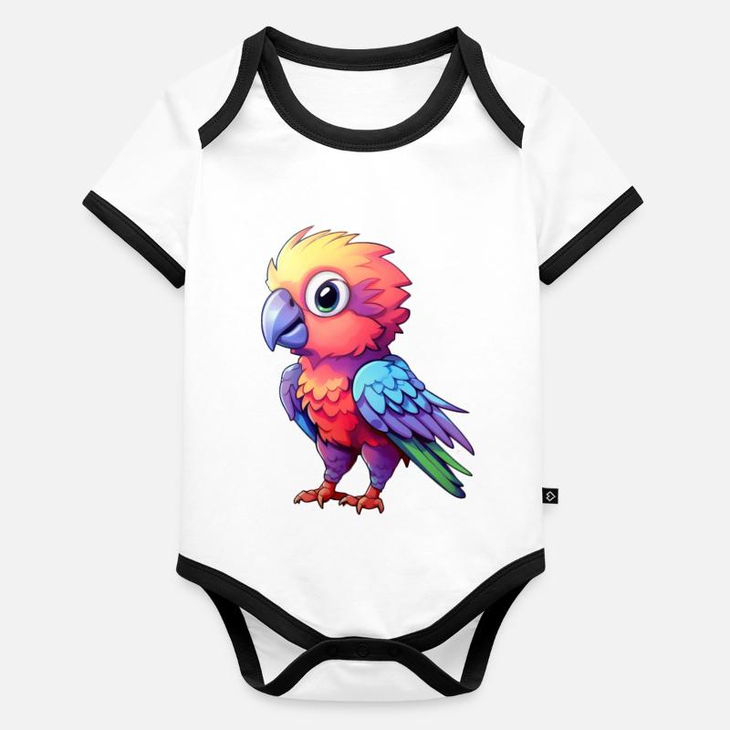 Perroquet Bébé Body Bébé bio contrasté manches courtes