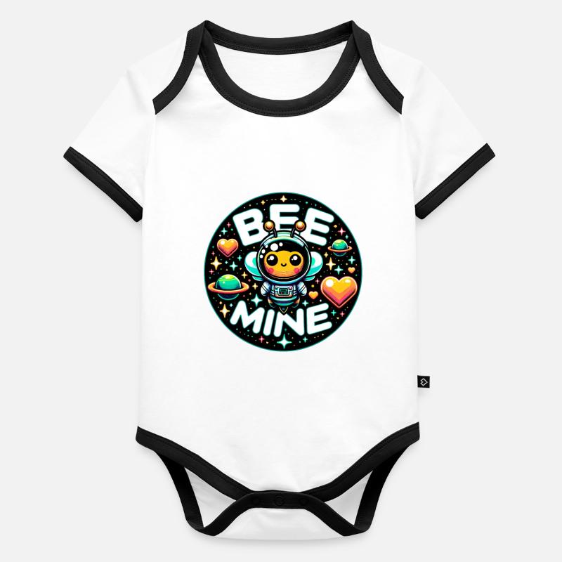 Bee Mine: Astronaut Bee Planets & Hearts Playful Organic Baby Contrasting Bodysuit