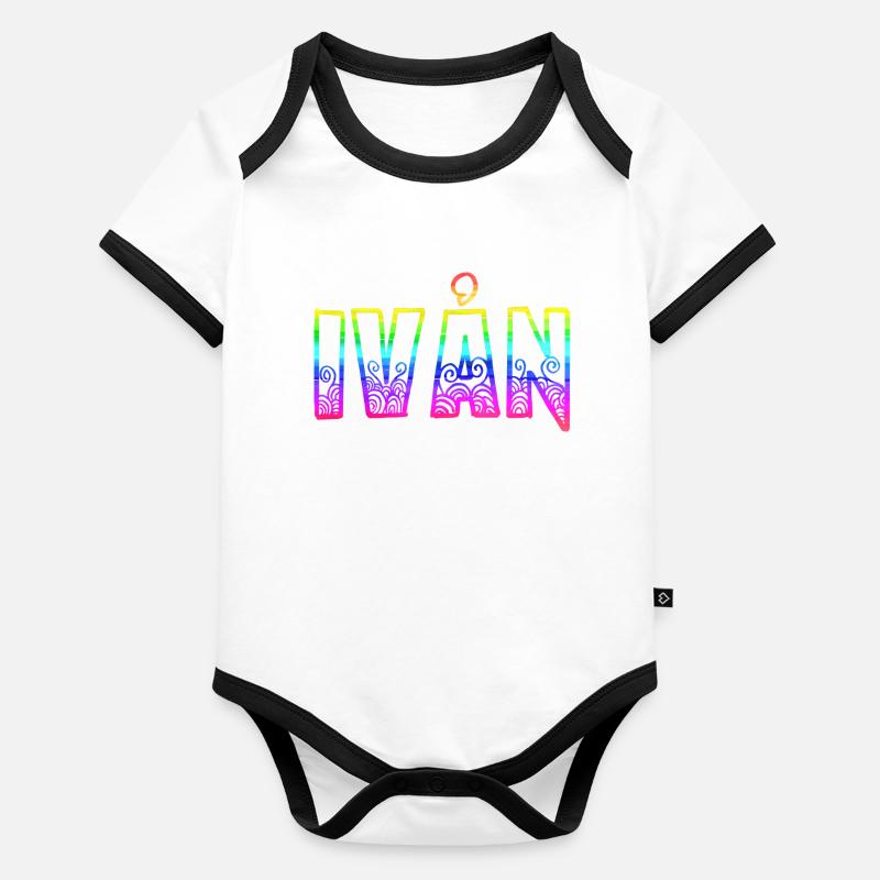 Ivån RS Arc-en-ciel Body Bébé bio contrasté manches courtes