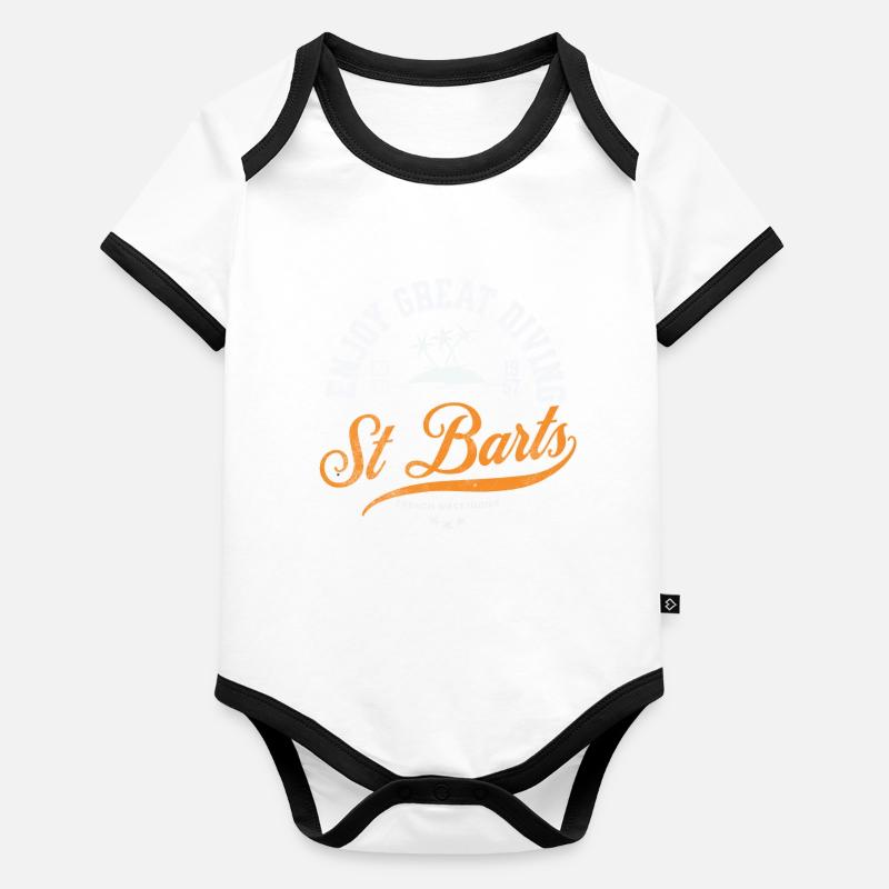 Enjoy great diving in St Barts Body Bébé bio contrasté manches courtes