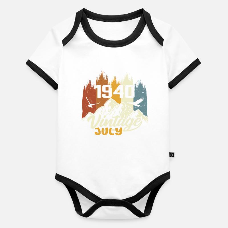 Vintage Juli 1940 Geburtstagsgeschenk Juli 1940 Baby Bio-Kurzarm-Kontrastbody