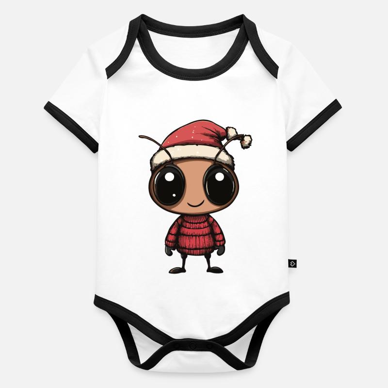 Bande dessinée de Noël Ant Body Bébé bio contrasté manches courtes