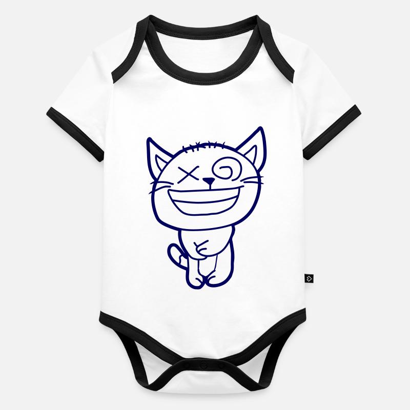 Insane Cat Squints Funny Crazy Grimace Organic Baby Contrasting Bodysuit