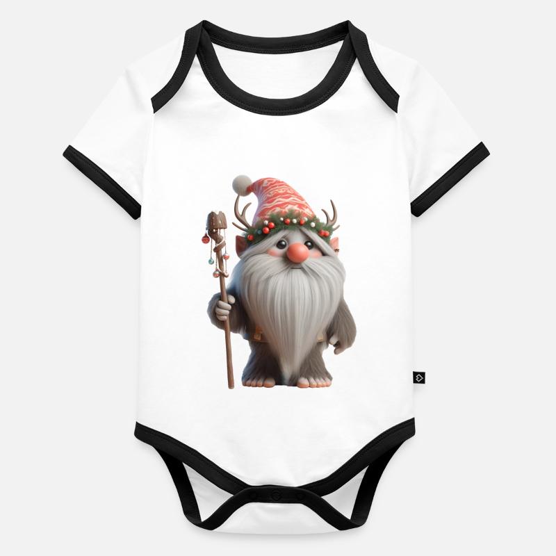 Troll de Noël 2 Body Bébé bio contrasté manches courtes