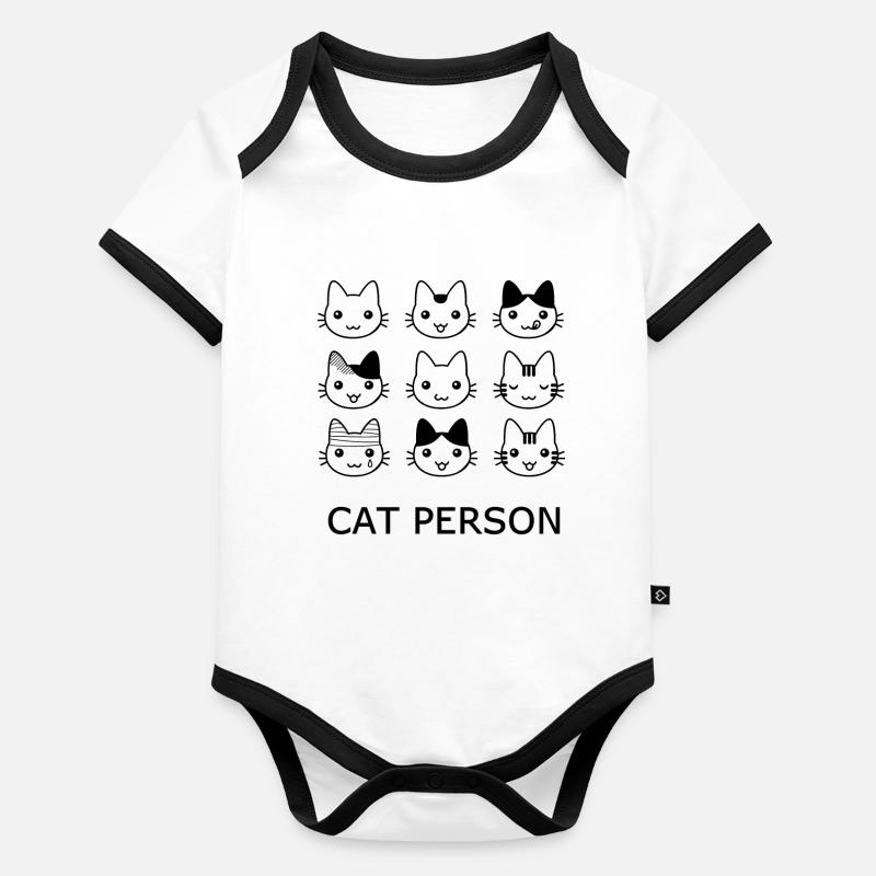 Cat Person Body Bébé bio contrasté manches courtes