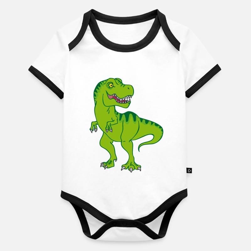T-Rex / Vert Dinosaure Comique Body Bébé bio contrasté manches courtes