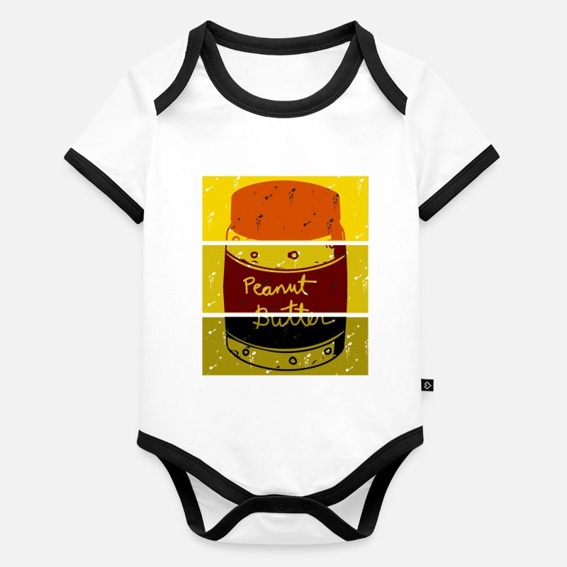 Beurre d'arachide rétro Body Bébé bio contrasté manches courtes
