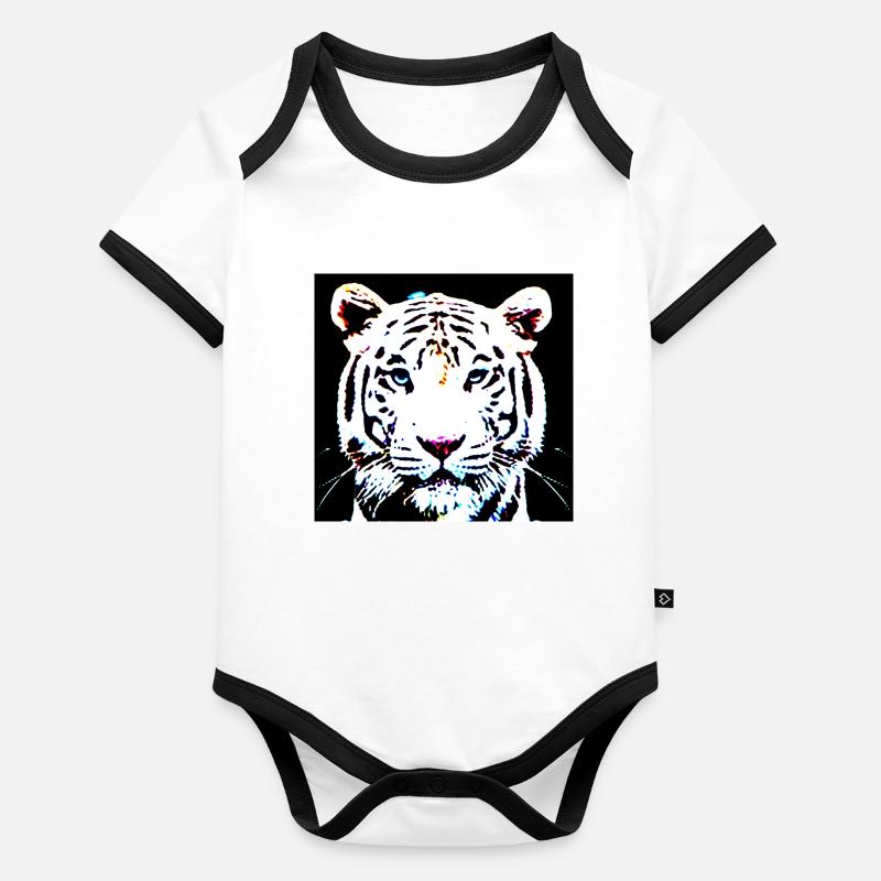 Weißer Tiger Baby Bio-Kurzarm-Kontrastbody