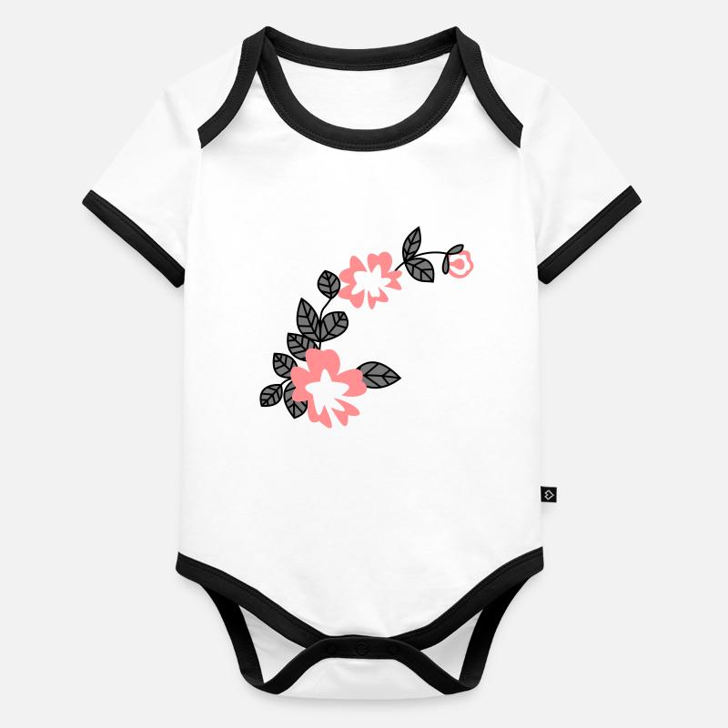 Fleurs Sakura Body Bébé bio contrasté manches courtes