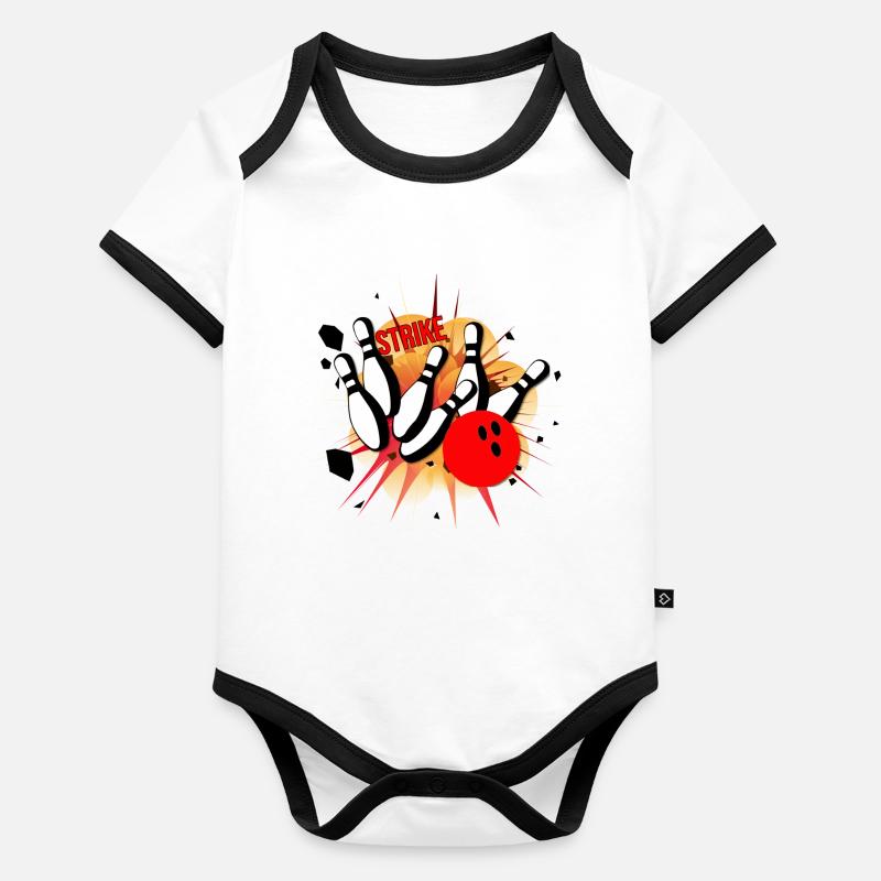 Bowling Strike Body Bébé bio contrasté manches courtes