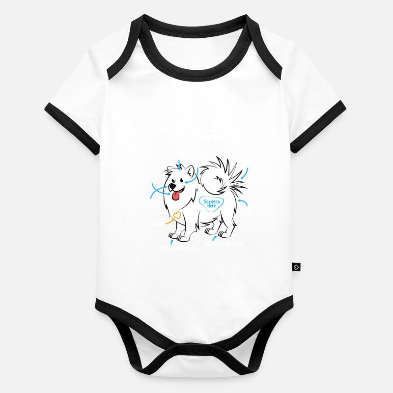 Chien Samoyed Body Bébé bio contrasté manches courtes
