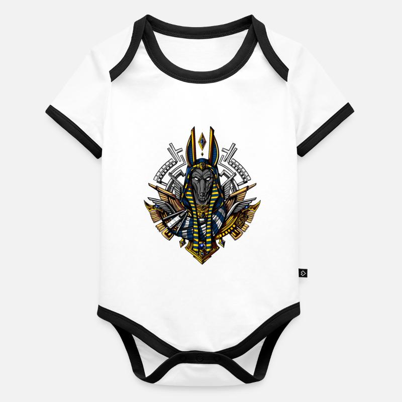 Dieu égyptien Anubis Ancient Wolf Pharaoh King Body Bébé bio contrasté manches courtes
