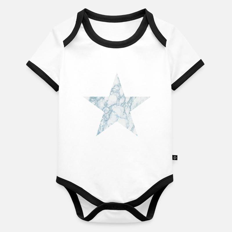 Étoile de marbre bleu et blanc Body Bébé bio contrasté manches courtes