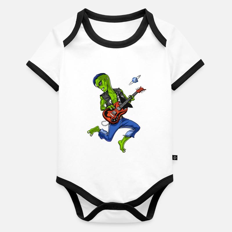 Musicien de Space Alien Body Bébé bio contrasté manches courtes