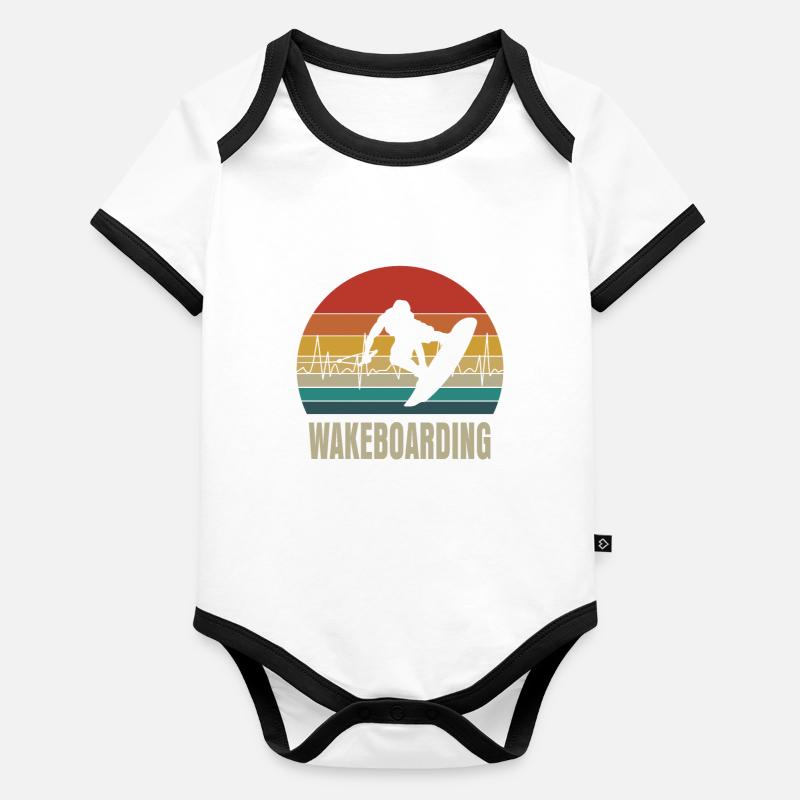 Wakeboard Retro Herzschlag Geschenk Baby Bio-Kurzarm-Kontrastbody
