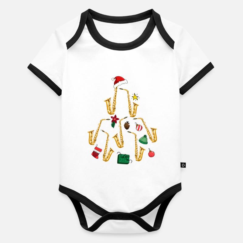 Sapin de Noël Saxophone Body Bébé bio contrasté manches courtes