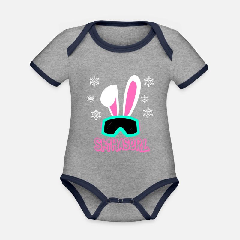 Skihaserl - Organic Baby Contrasting Bodysuit - heather grey/navy