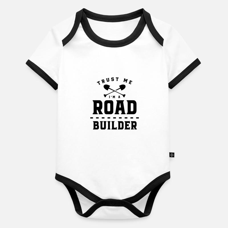 Équipe d'asphalte de construction de routes Body Bébé bio contrasté manches courtes