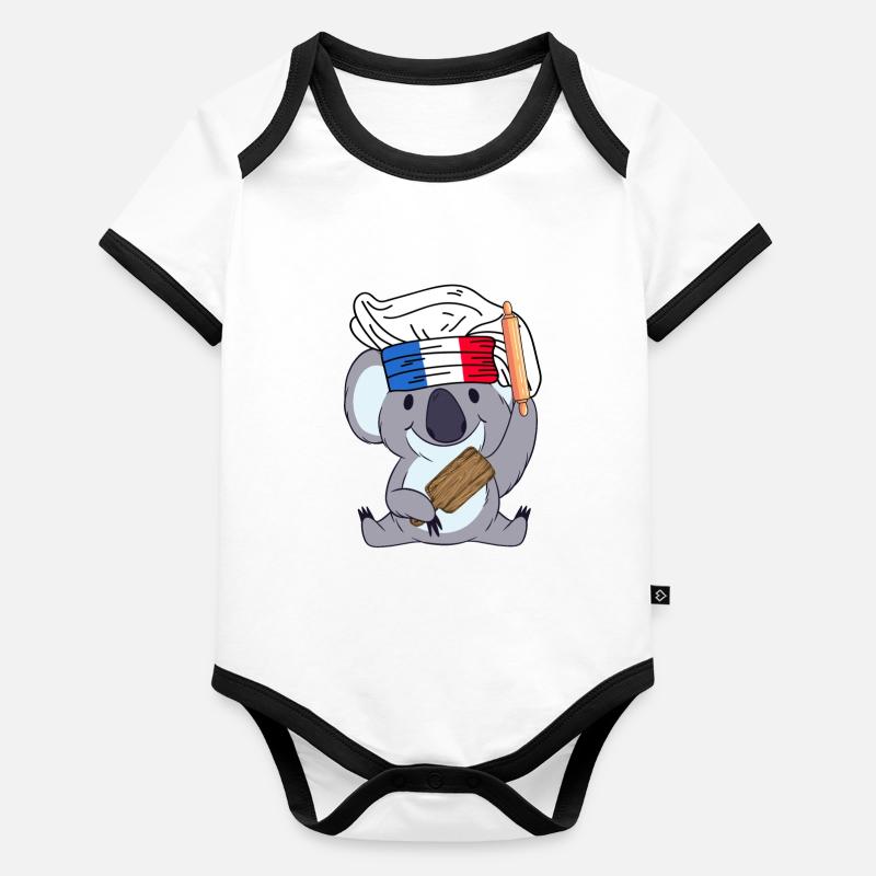 France Chef Koala Gourmet Baker Paris Bear Organic Baby Contrasting Bodysuit