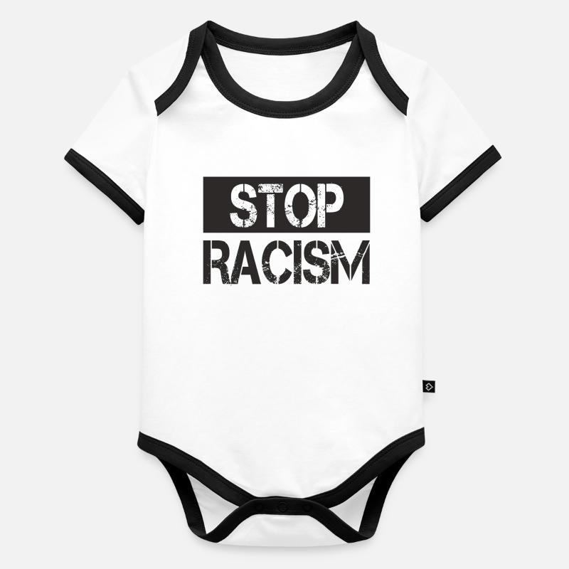 Arrêtez le racisme Body Bébé bio contrasté manches courtes