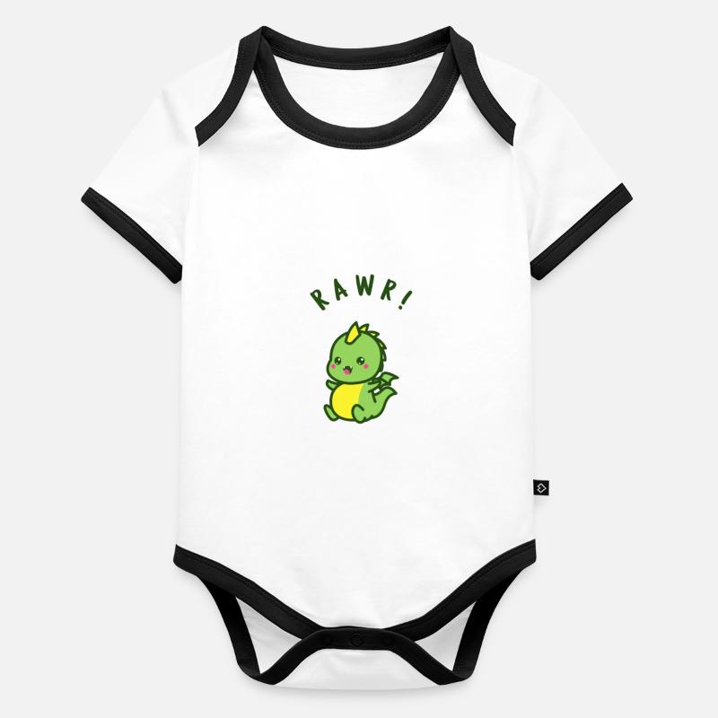 Dragon d'Halloween mignon et effrayant Body Bébé bio contrasté manches courtes