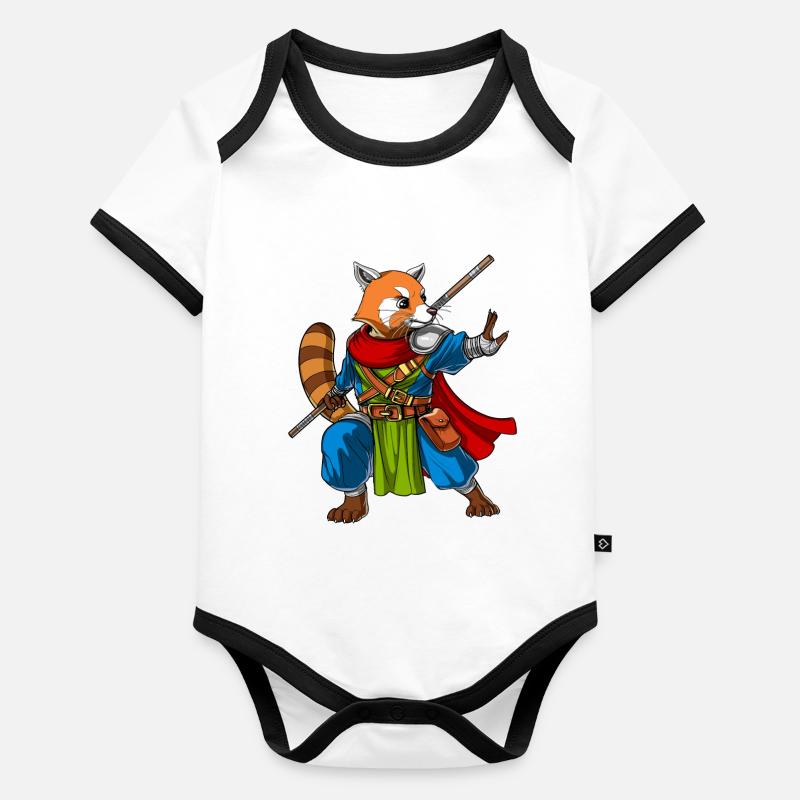 Red Panda Bear Ninja Body Bébé bio contrasté manches courtes
