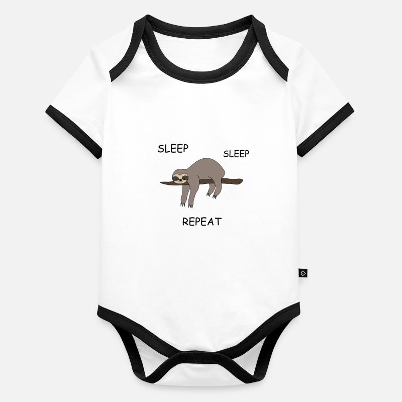 Paresseux endormi Body Bébé bio contrasté manches courtes