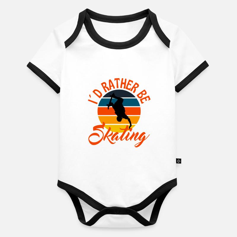 I Would Rather Be Skating Skateboard Organic Baby Contrasting Bodysuit