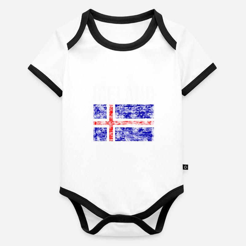 Drapeau de l’Islande Vintage Body Bébé bio contrasté manches courtes